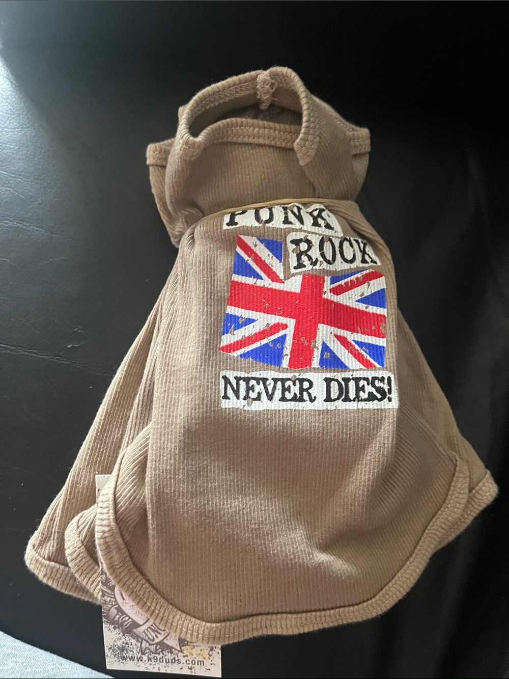 Tan Dog Crewneck with 'Punk Rock Never Dies' Union Jack Graphic bundle